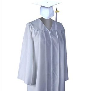 Graduation Gown and Cap with 2020 Tassel (White)